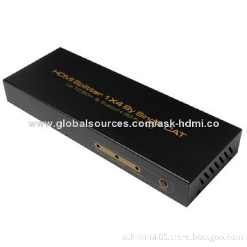 HDMI Splitter, 1-in-4 Out by Cat, >60m, Supports 3D, 5V DC/3A Power Adapter